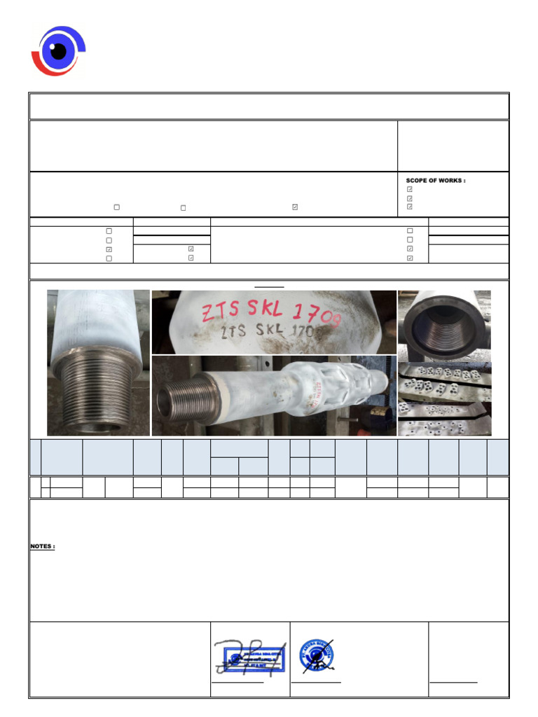 Inspection Report for Casing Scrapper | PDF | Electrical Engineering ...
