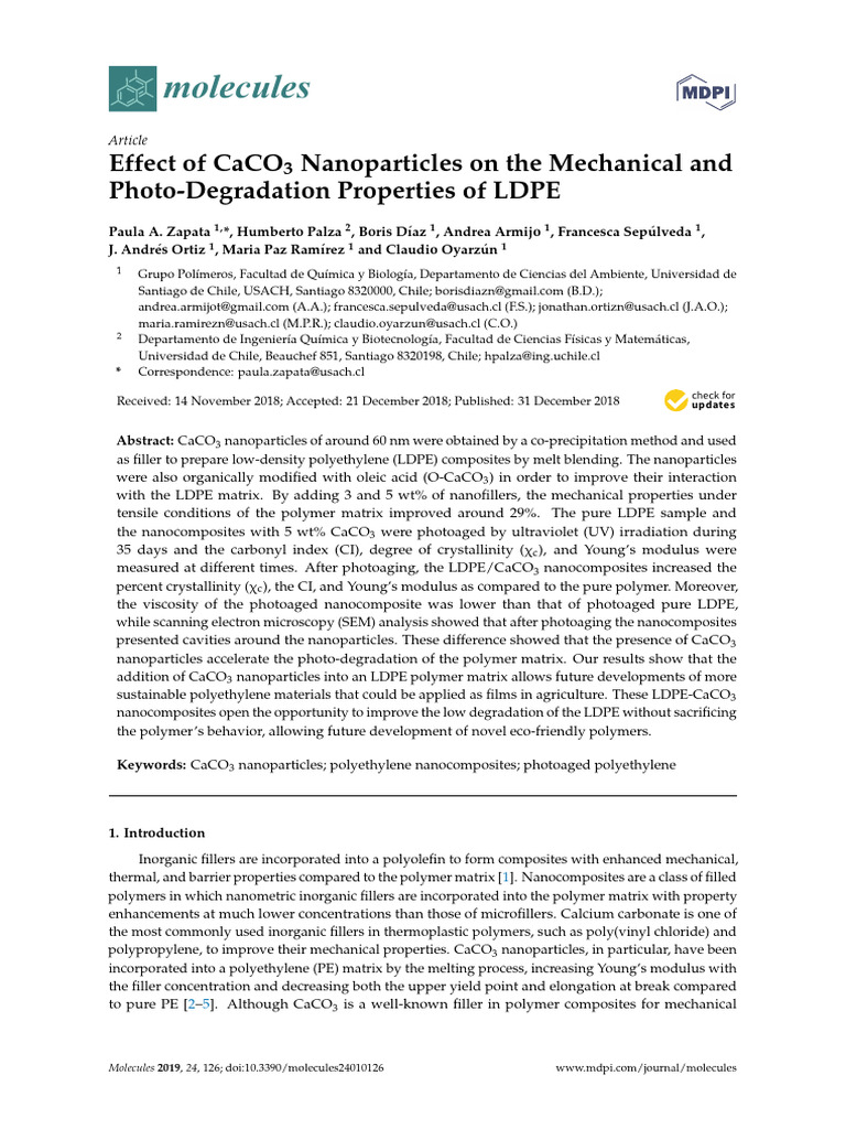 CaCO3 Nanoparticles Enhance LDPE Properties | PDF | Nanocomposite ...