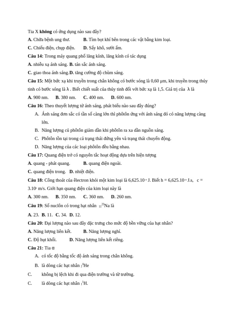 Tia X Không Có NG D NG Nào Sau Đây | PDF