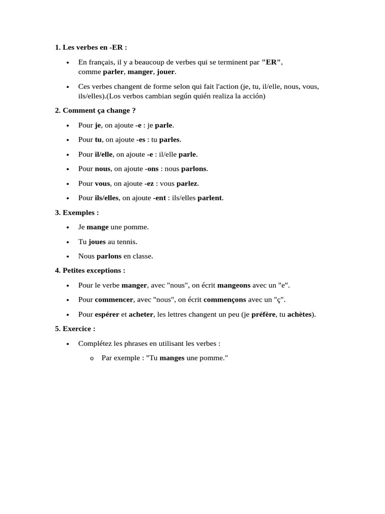Conjugaison des verbes en -ER | PDF | Arts du langage et discipline