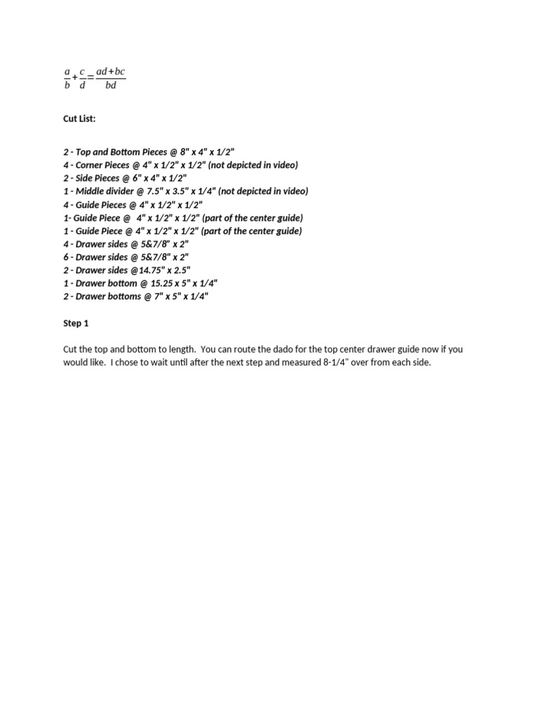 Cut List | PDF