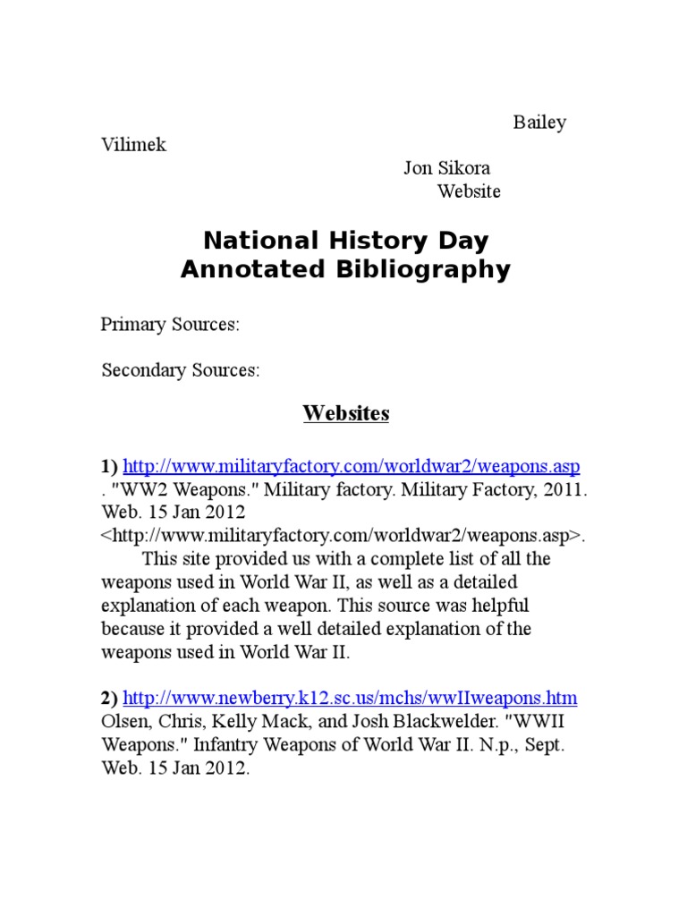 Example Of Annotated Bibliography For Websites