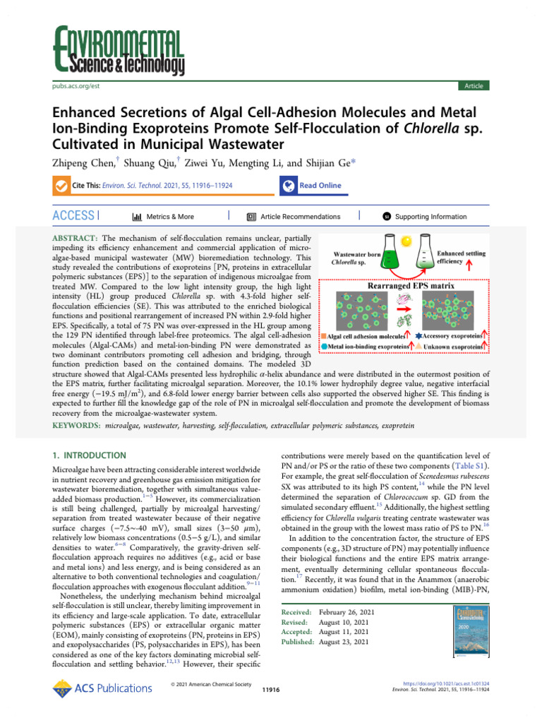 Algal Self-Flocculation in Wastewater | PDF | Tandem Mass Spectrometry ...
