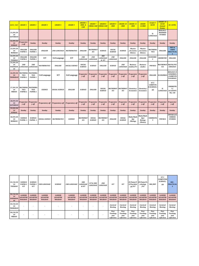 Half Yearly Assessment Schedule 2024 | PDF | Science