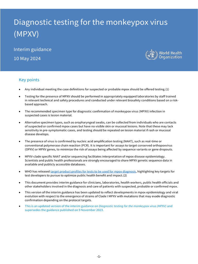 Interim Guidance on MPXV Testing | PDF | Polymerase Chain Reaction ...