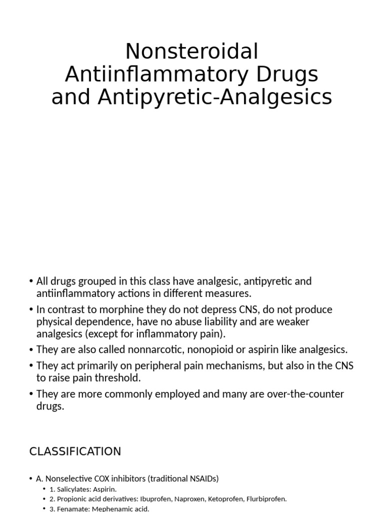 Nonsteroidal Antiinflammatory Drugs and Antipyretic-Analgesics | PDF ...