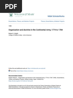 Organization and Doctrine in the Continental Army 1774 to 1784