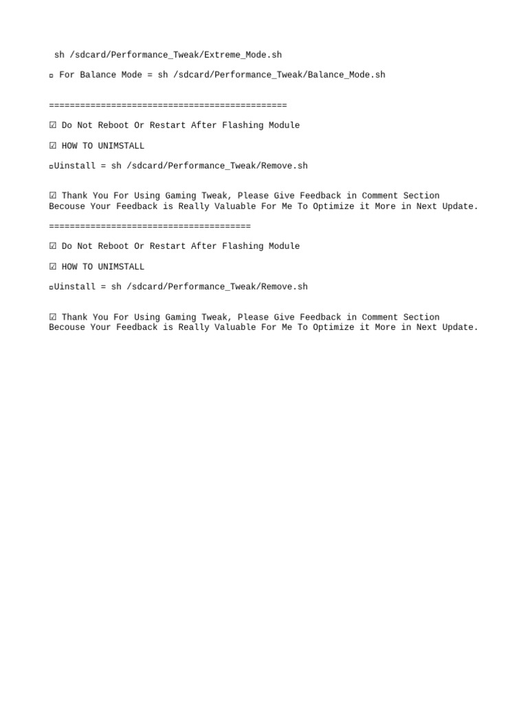 Performance Tweak Installation Guide | PDF