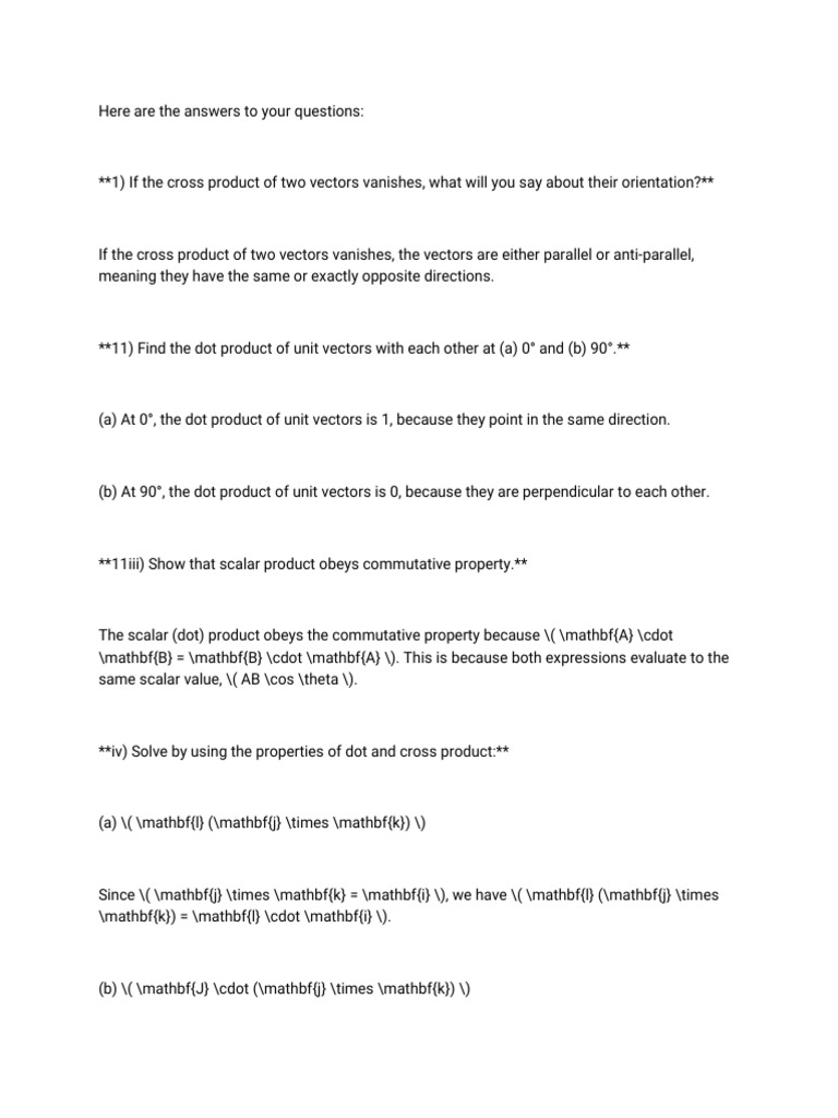 Cross Product and Vector Orientation | PDF | Euclidean Vector ...