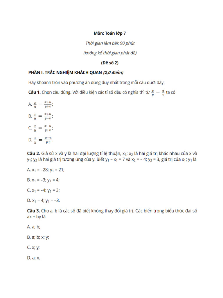 Đề thi cuối kì 2 - Đề 2 | PDF
