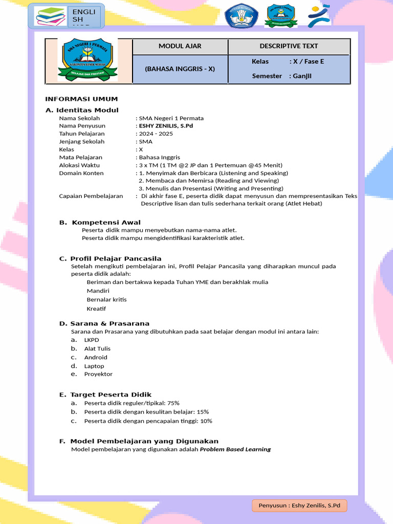 Modul Descriptive Text Kelas 10 | PDF
