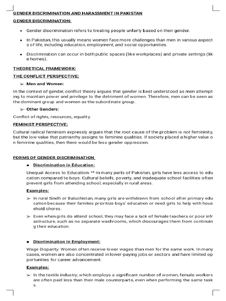 Gender Discrimination and Harassment in Pakistan - Phoenix | PDF