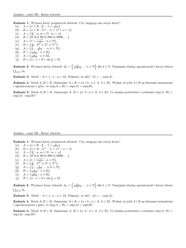 Zadania Analiza 1 UG 3 | PDF