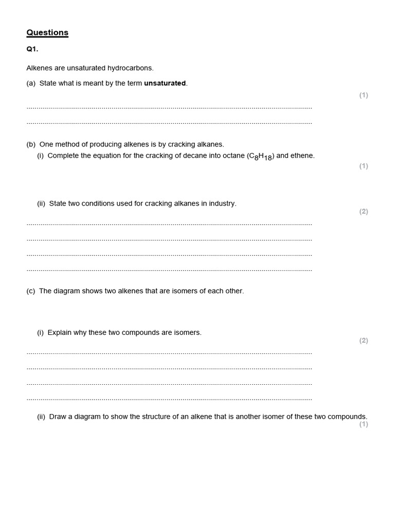 Understanding Alkenes and Their Reactions | PDF | Alkene | Alkane