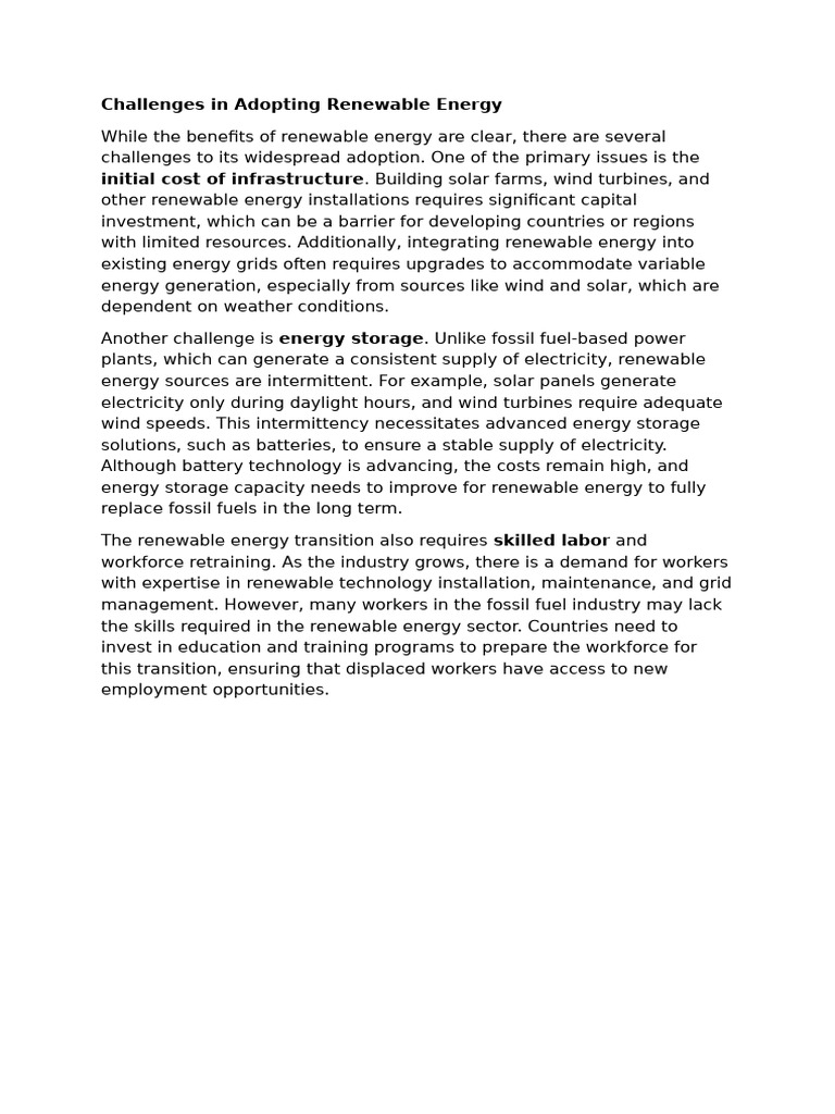 Barriers to Renewable Energy Adoption | PDF