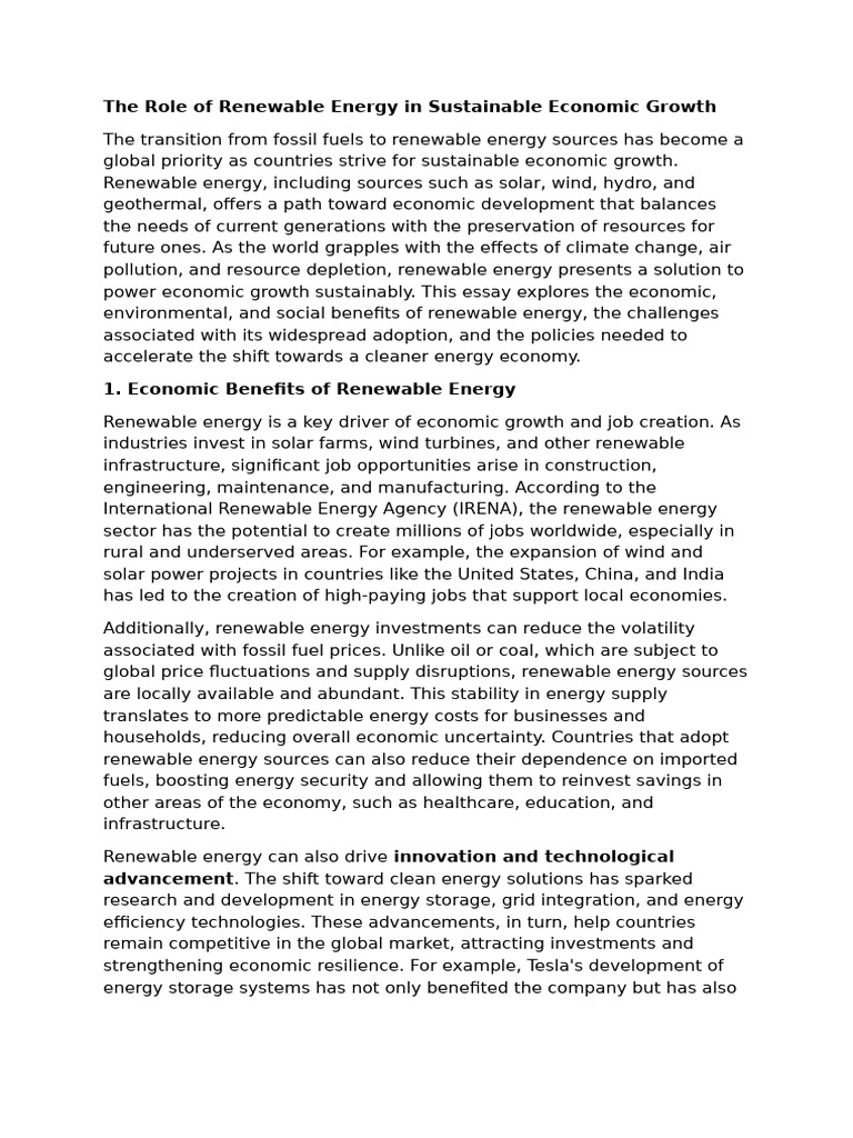 Renewable Energy's Impact on Economic Growth | PDF | Renewable Energy ...