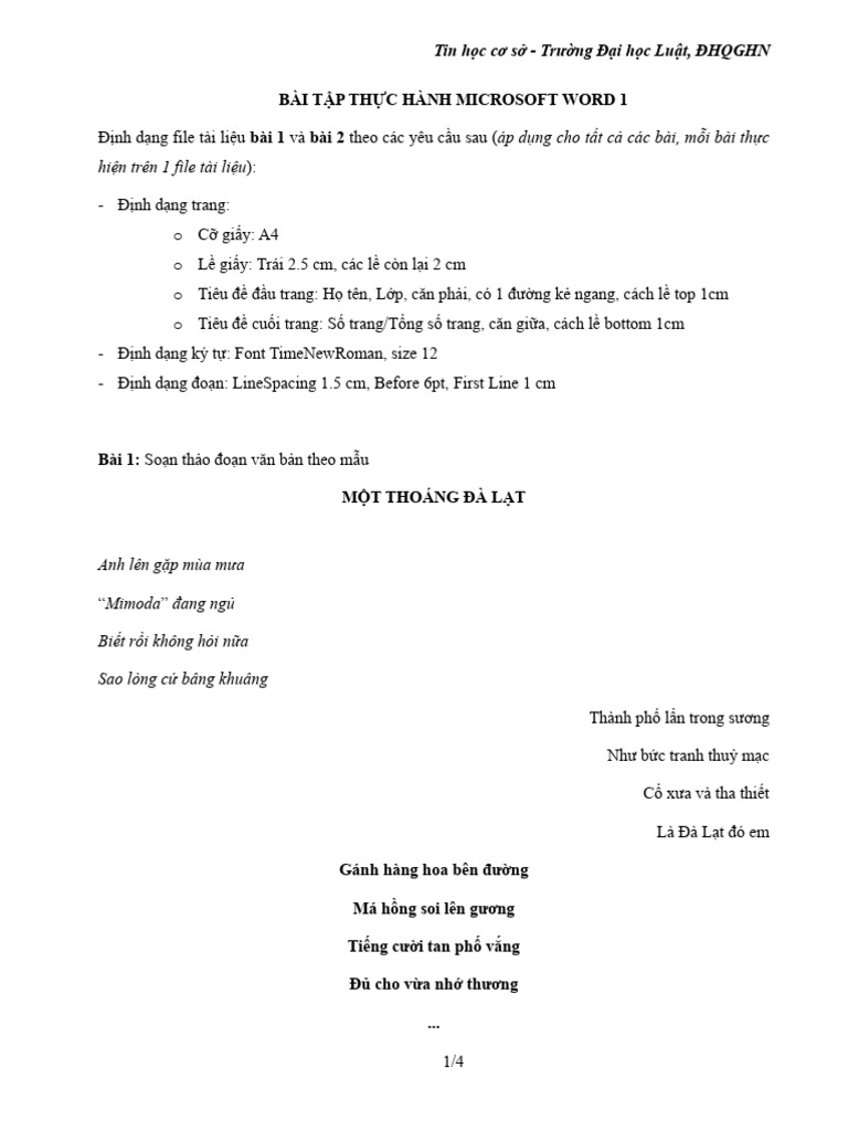 Bai Tap Word 1 | PDF