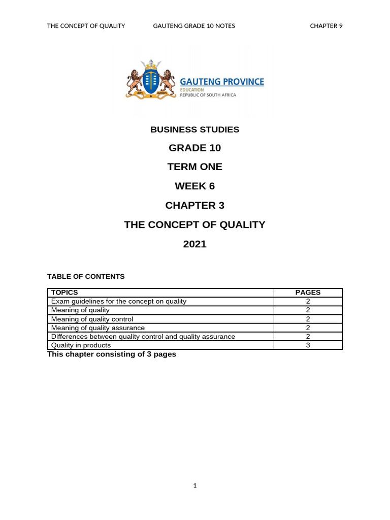 Chapter One Week 5 Concepts of Quality | PDF | Quality Assurance ...