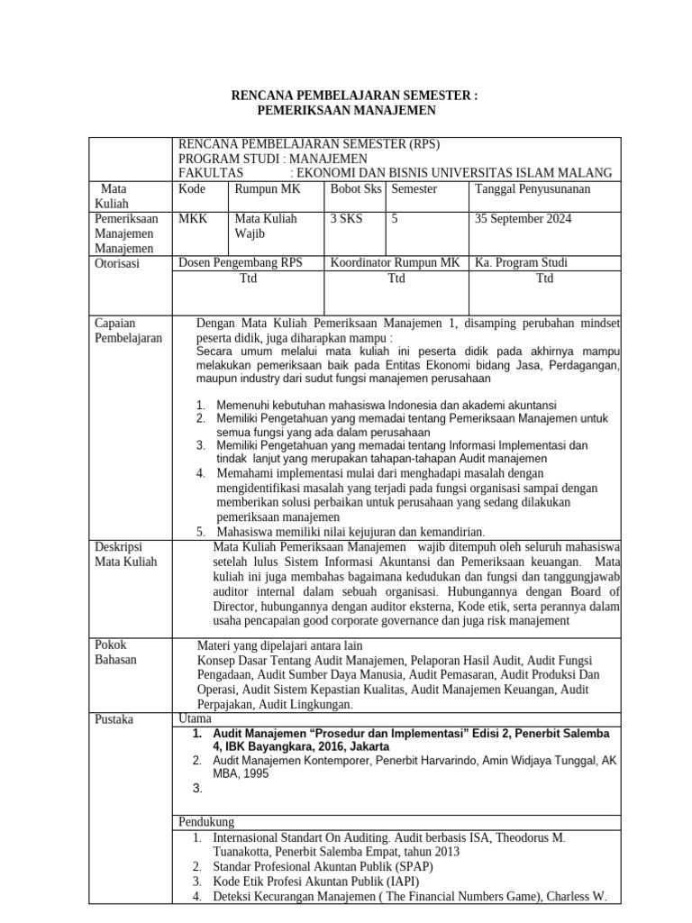 RPS Audit Manajemen 2024 | PDF