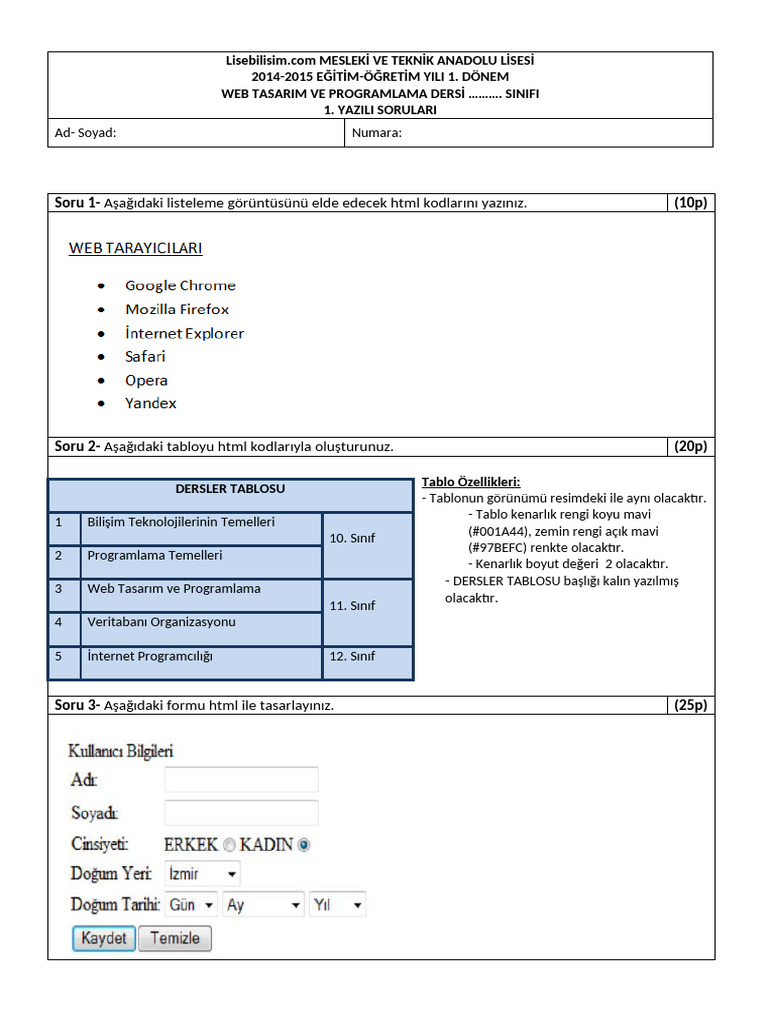 Web Tasarım Ve Programlama 1.1 | PDF