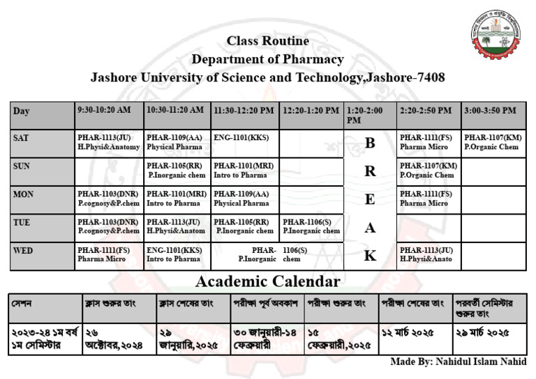Class Routine | PDF