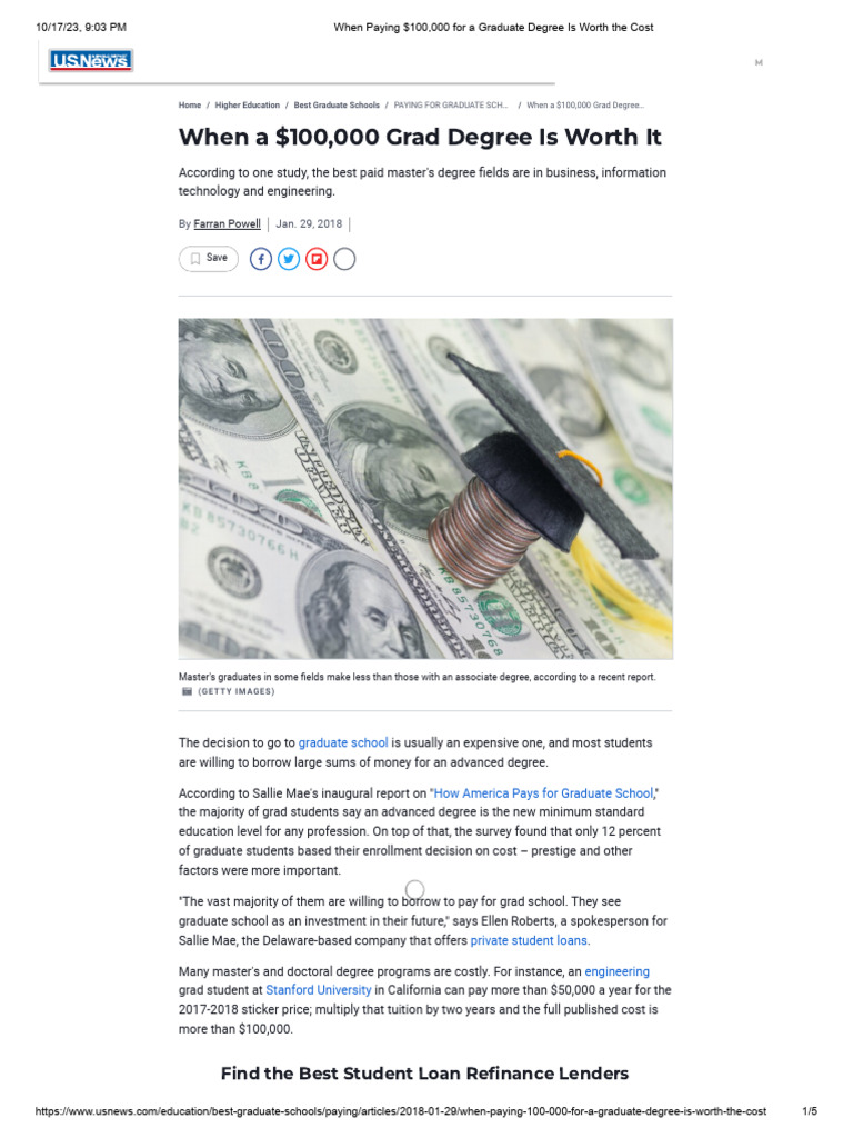 When Paying $100,000 For A Graduate Degree Is Worth The Cost | PDF ...