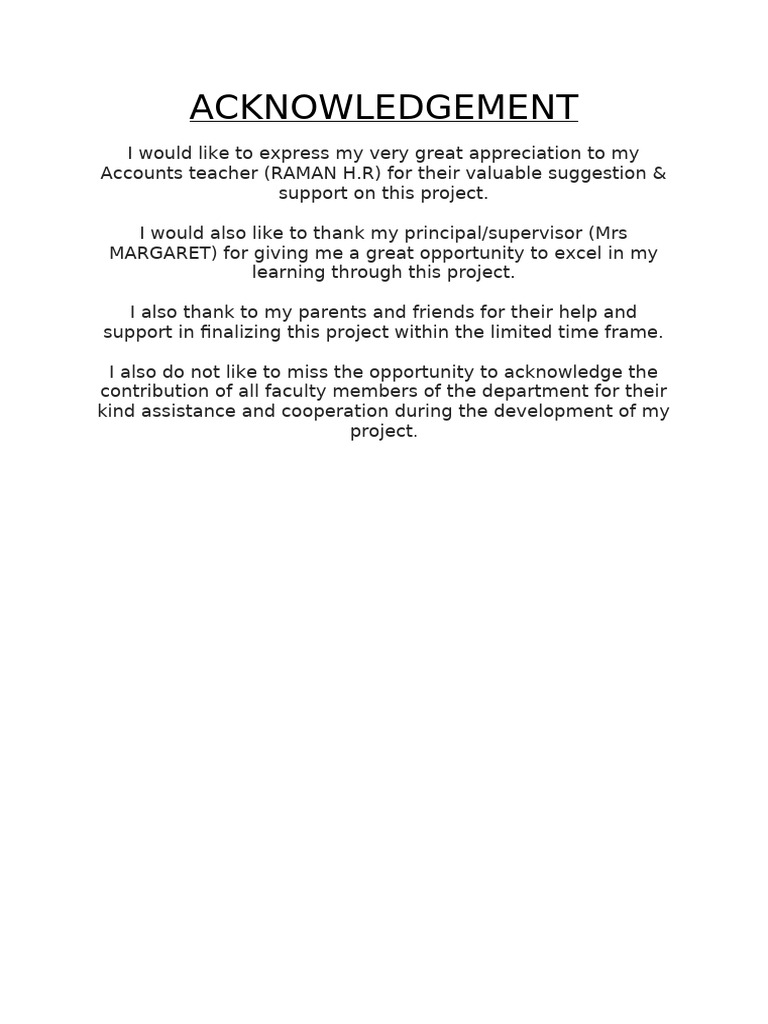 Acknowledgement for Project Submission | PDF | Career & Growth