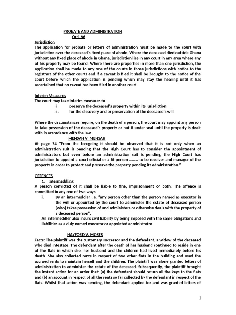 Ghana Probate Law and Administration Guide | PDF | Probate | Will And ...