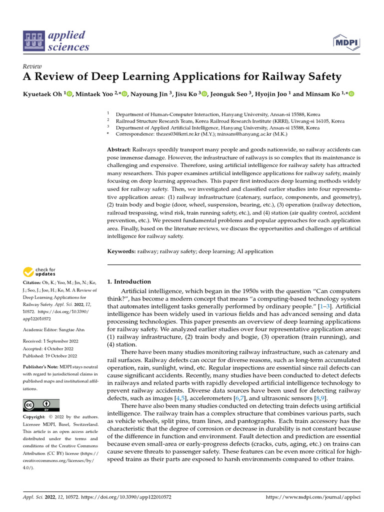 A Review of Deep Learning Applications For Railway Safety | PDF | Deep ...