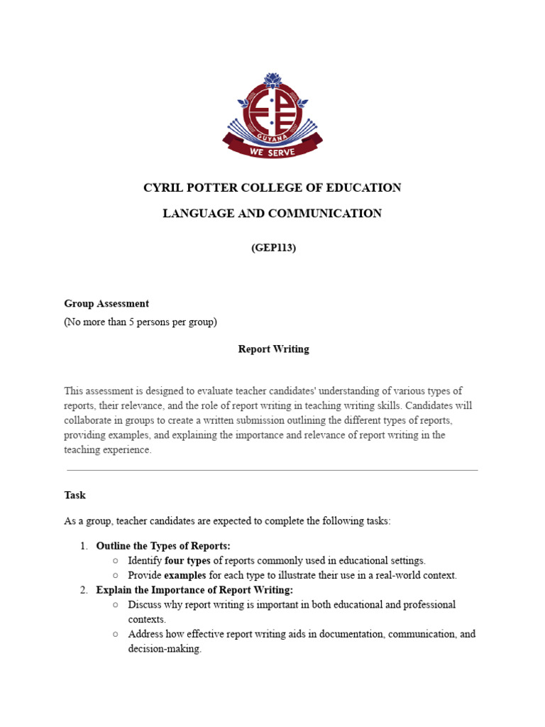Report Writing in Education Assessment | PDF | Rubric (Academic ...