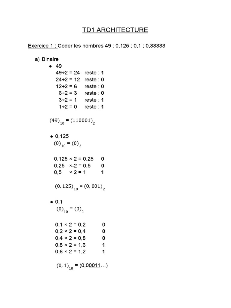 Conversion de nombres en bases numériques | PDF