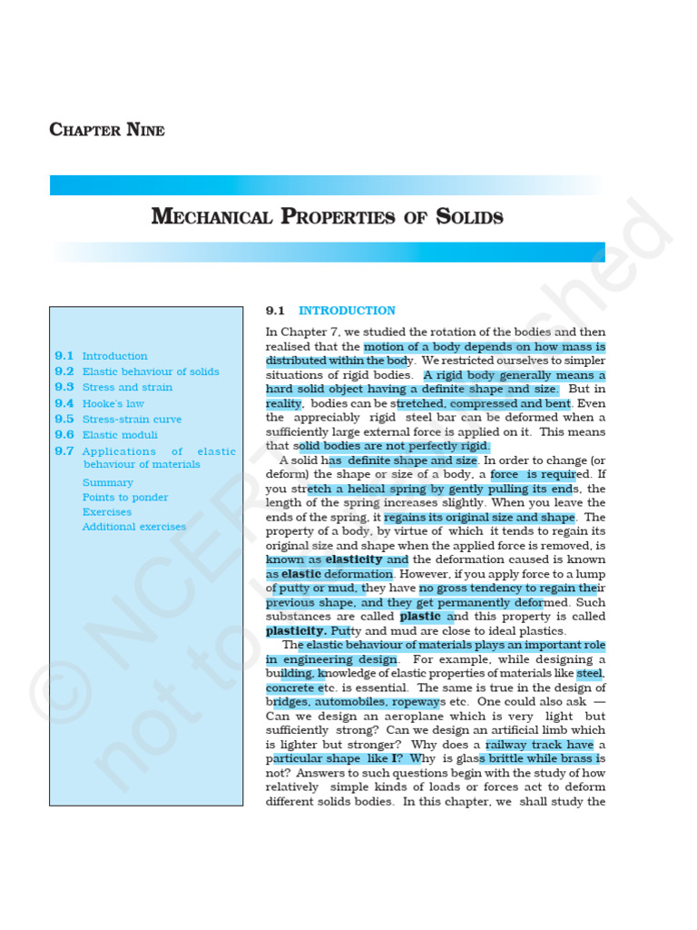 Mechanical Properties of Solids Explained | PDF | Deformation ...