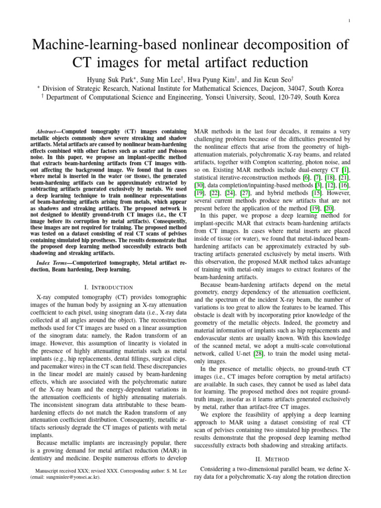 Metal Artifact Reduction in CT Images | PDF | Ct Scan | X Ray