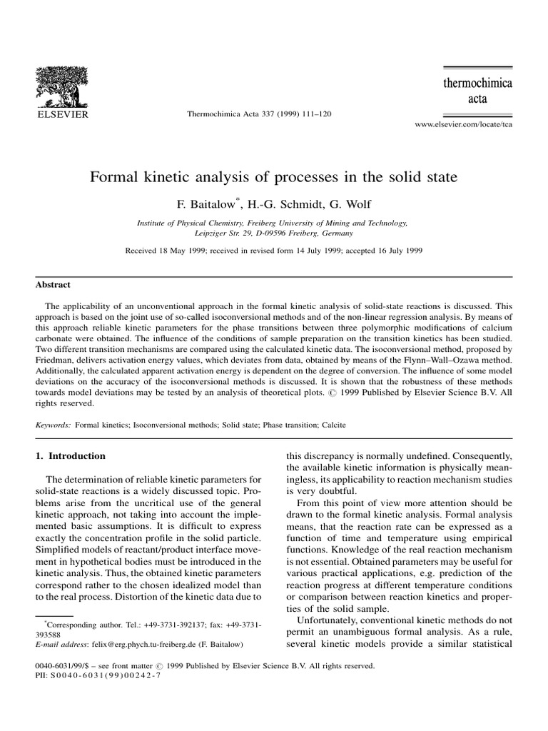 Baitalow-1999-Formal Kinetic Analysis of Processes in The Solid State ...