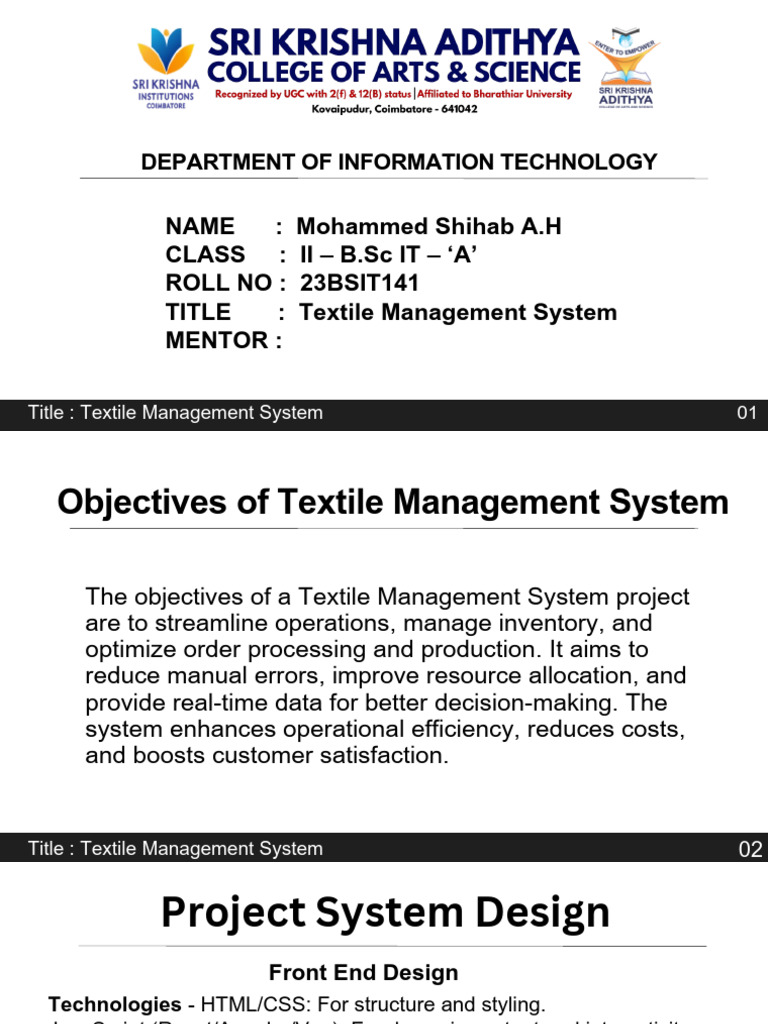 Textilemanagementsystem - PPTX 20240905 193644 0000 | PDF | Automation ...