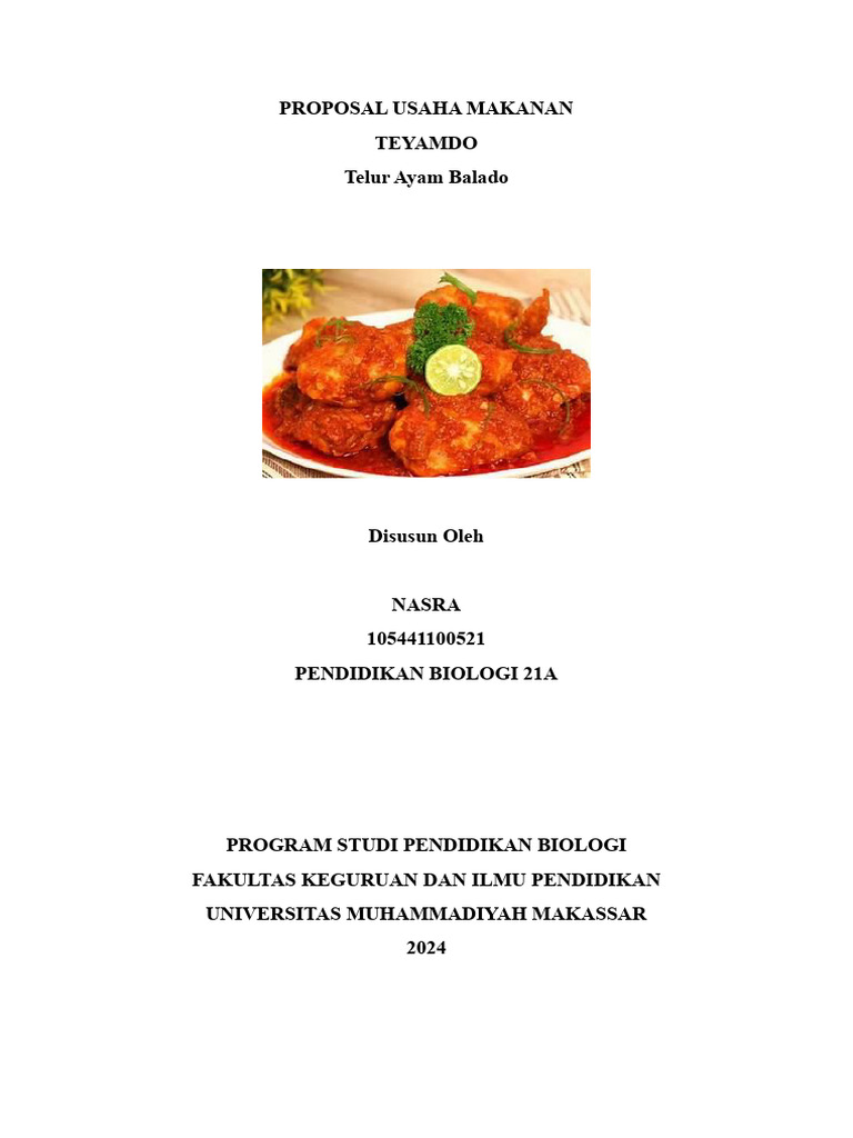 Tugas Nasra Proposal Usaha Makanan | PDF | Memasak, Makanan, & Anggur ...