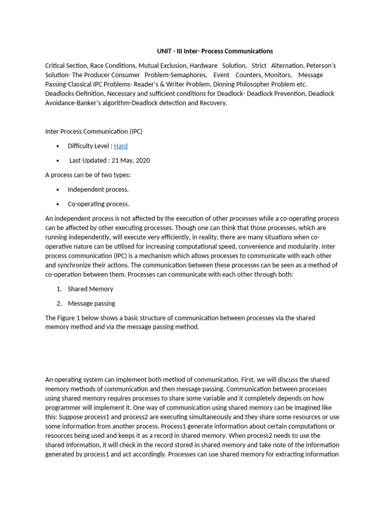 Inter-Process Communication Overview | PDF | Process (Computing ...