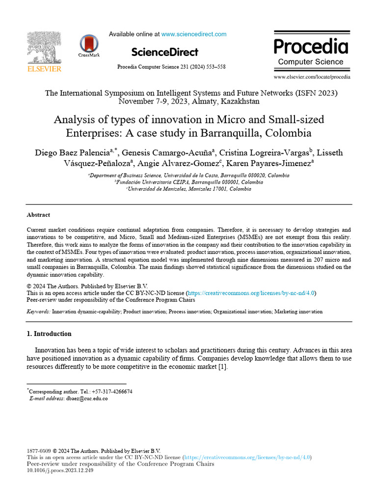 Analysis of Types of Innovation in Micro and Small-Sized Enterprises ...