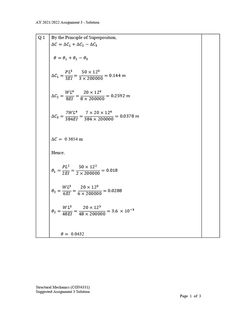 Structural Mechanics Assignment 3 Solutions | PDF | Mechanics | Applied ...