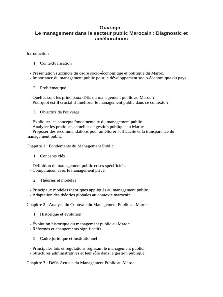 Management Public au Maroc : Défis et Solutions | PDF | Maroc ...