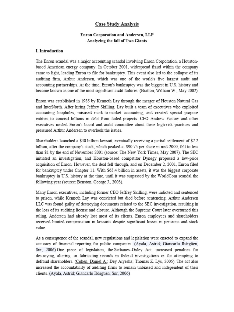 Enron and Andersen A Scandalous Collapse PDF Enron Audit