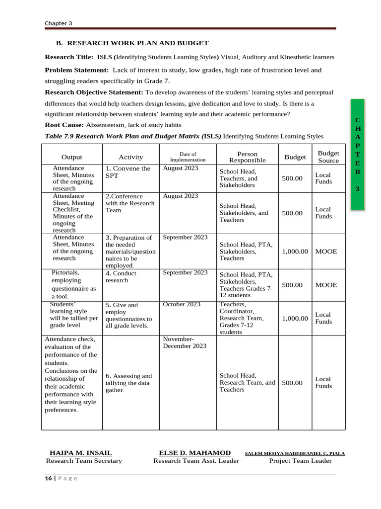 Research Plan for Student Learning Styles | PDF | Learning Styles ...