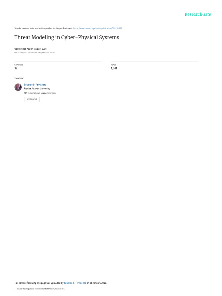 Threat Modeling for Cyber-Physical Systems | PDF | Computer Security ...