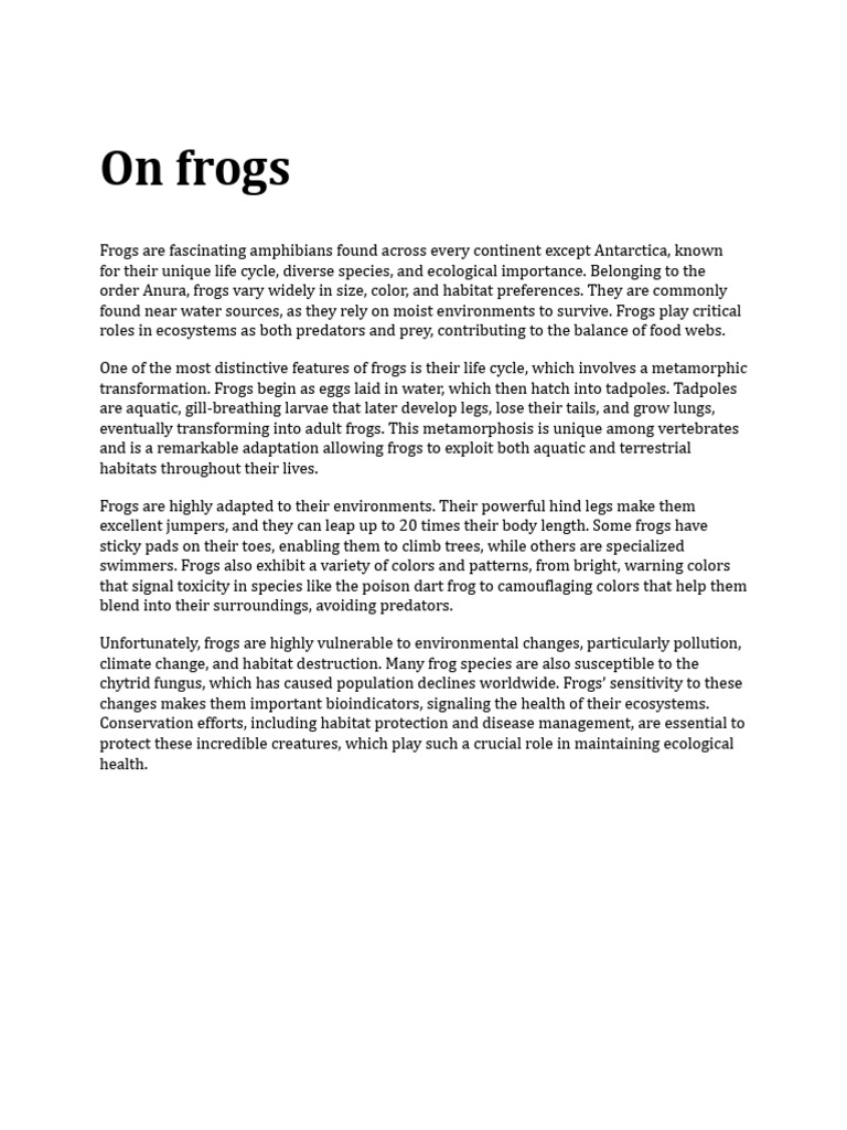 Understanding Frogs: Ecology and Life Cycle | PDF