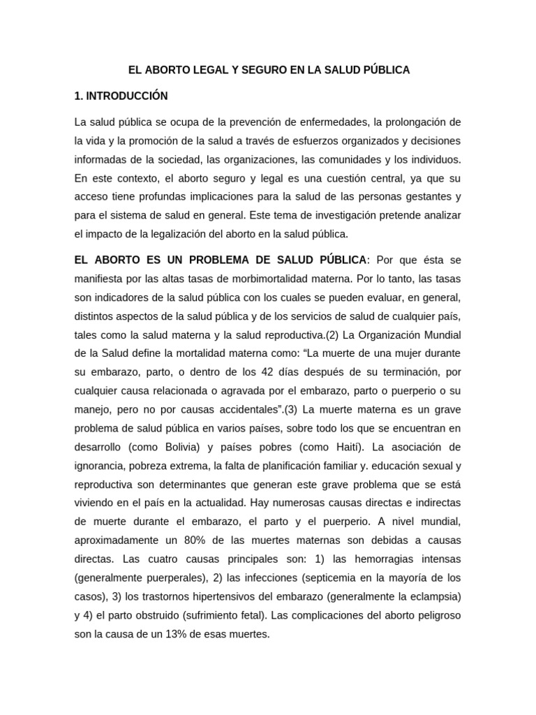 El Aborto Legal y Seguro en La Salud Pública | PDF | Muerte materna ...