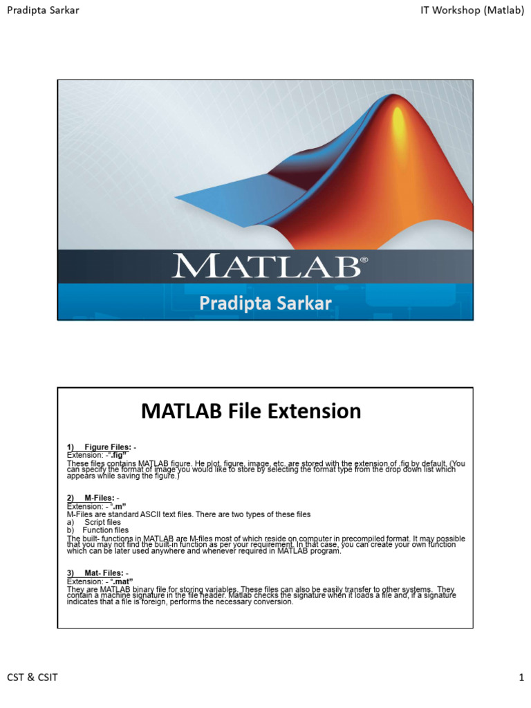 IT Workshop-Matlab Send1 | PDF | Matrix (Mathematics) | Matlab