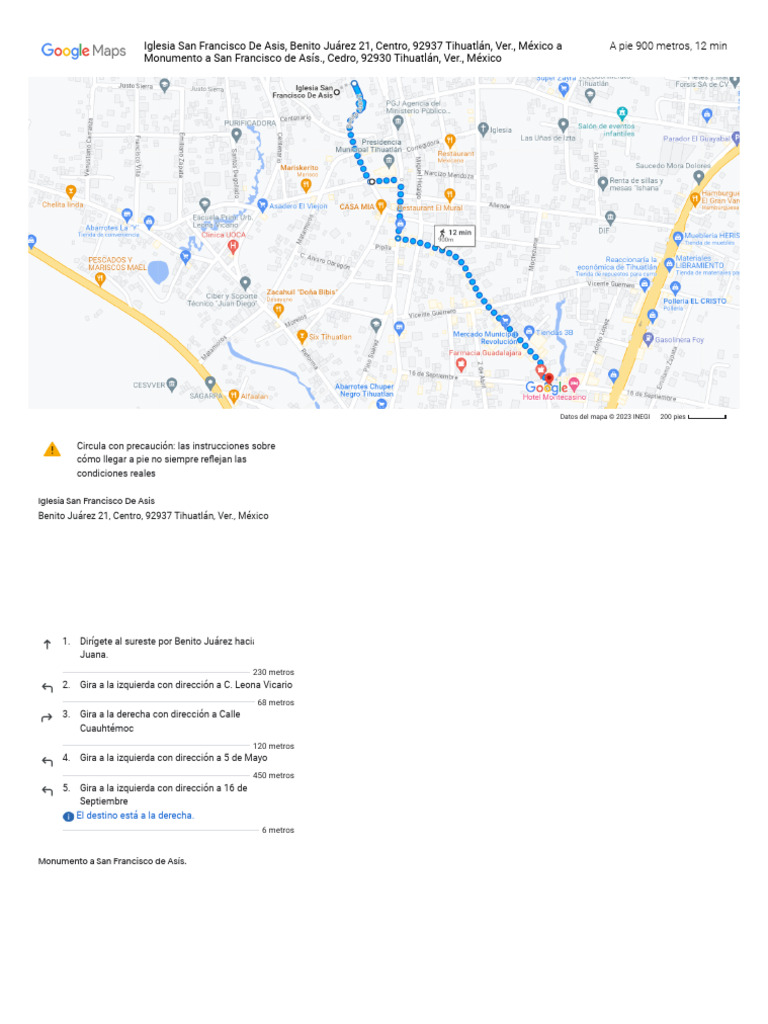 Ruta a pie a Monumento San Francisco | PDF