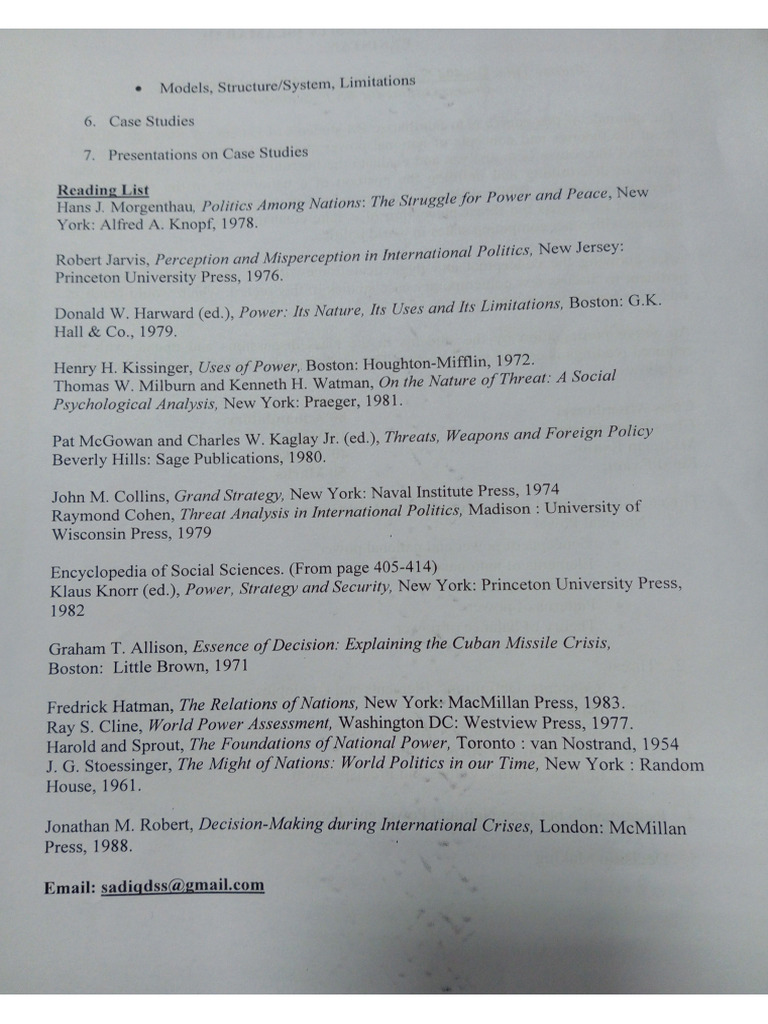 Course Outline of National Power Ana Threat Perception | PDF