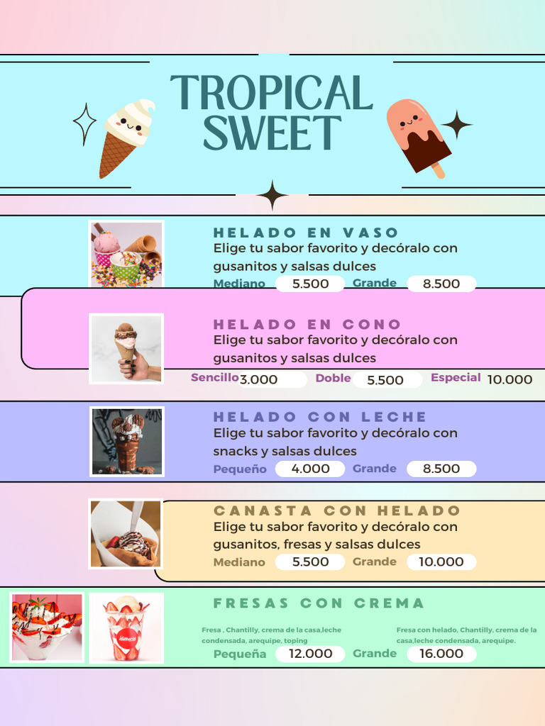 Documento A4 Menú Heladería Colorido Pastel_20240630_201509_0000 | PDF