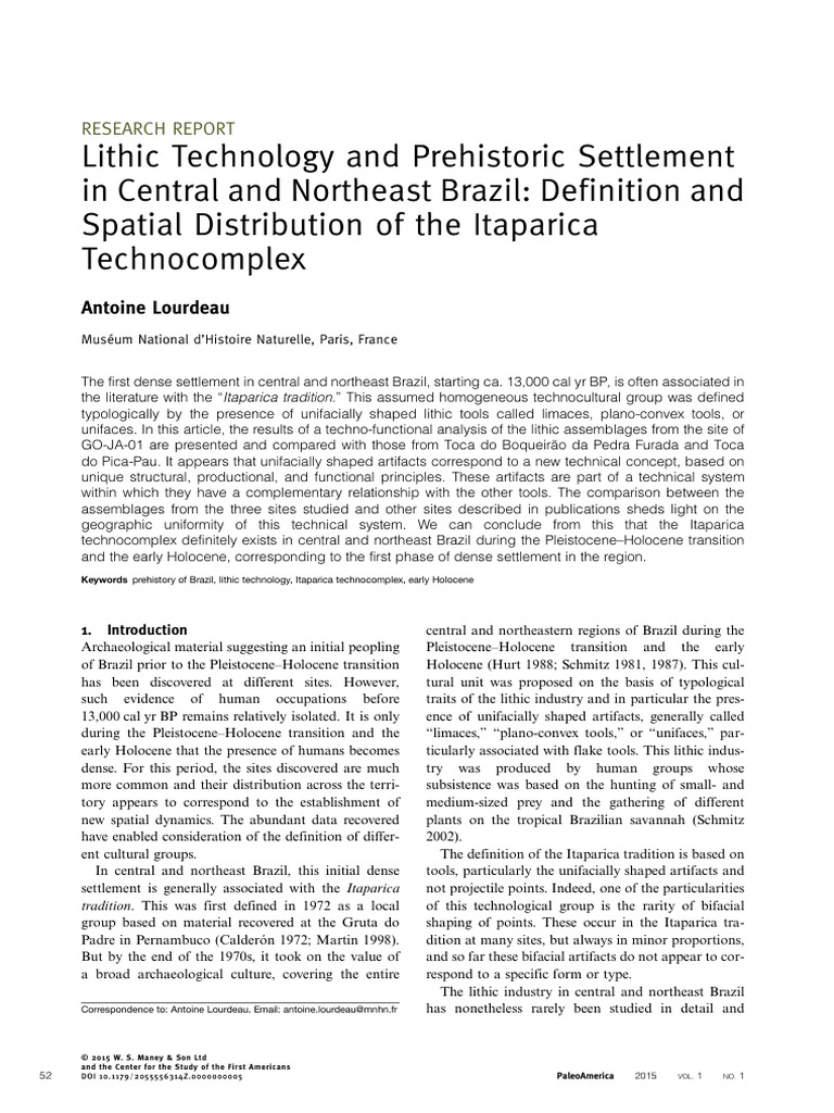 Lithic technology and prehistoric settlement in central and northeast